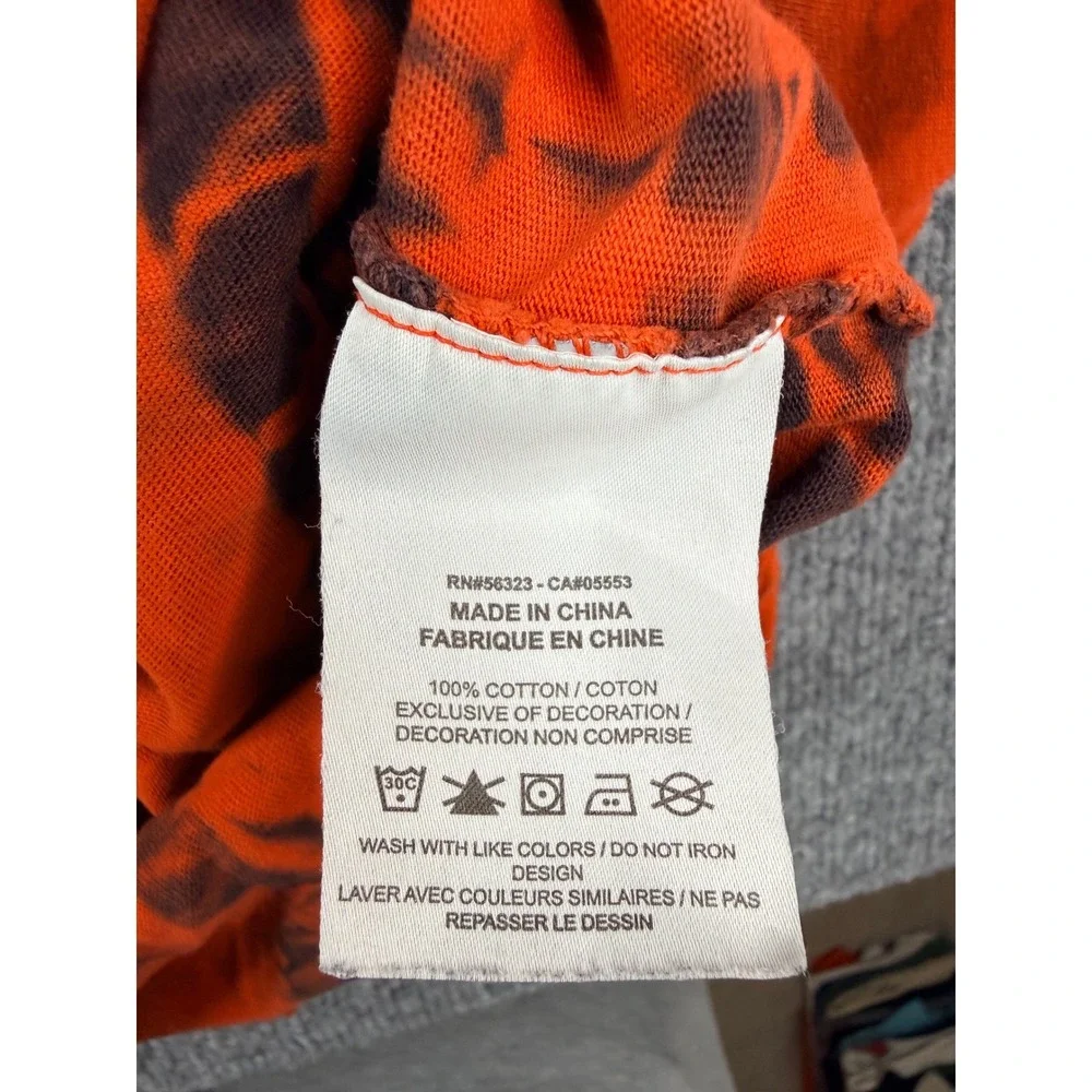 Nike Vintage Tie Dye T-Shirt Mens Medium Orange Black Graphic Swoosh Y2K 90s Tee